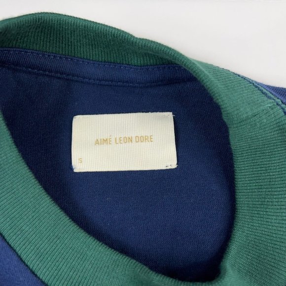 Aime Leon Dore Mens Jersey Colourblock Tee T-Shirt Blue Red Logo S New - Picture 6 of 12